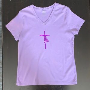 Short Sleeved T-Shirt Tee Stylized Cross FAITH Design